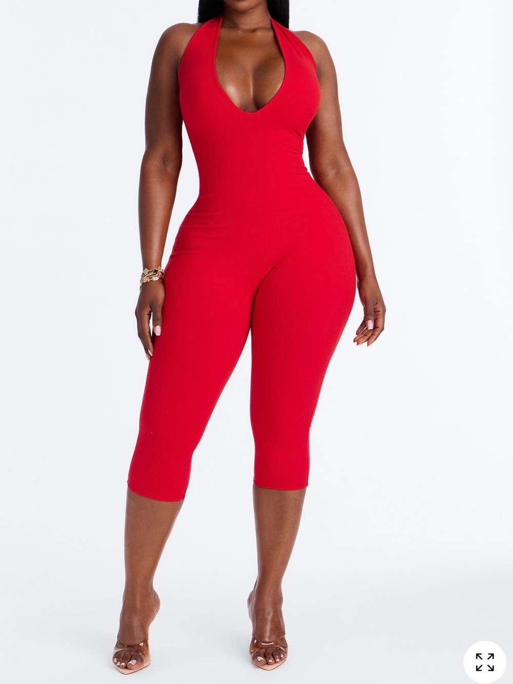 Fashion Nova Ana Halter Snatched Capri Jumpsuit